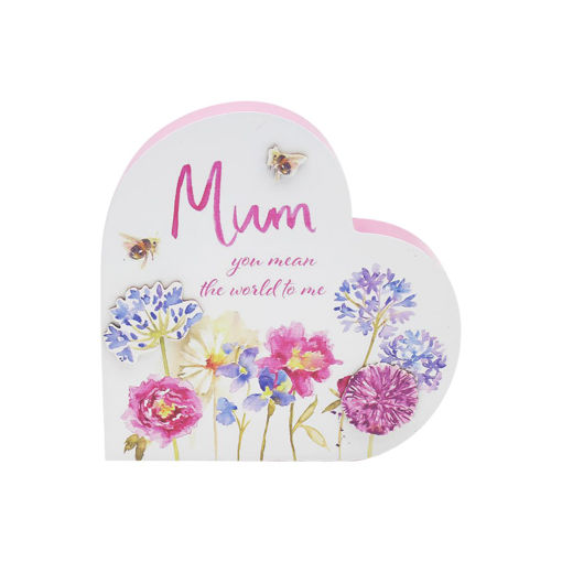 Picture of FLORAL MUM WOODEN HEART PLAQUE